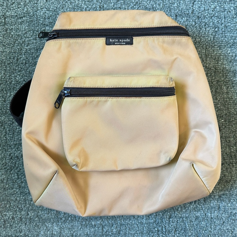 Kate Spade New York Nylon Backpack Vintage Y2K Purse Bag RARE BEIGE COLOR